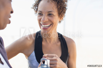 Happy senior woman talking with friend Happy senior woman talking with friend