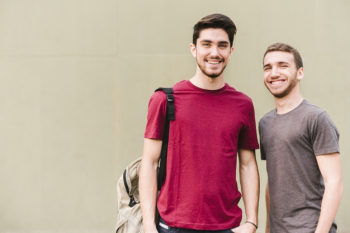 Happy smiling friends looking at camera Free Photo Happy smiling friends looking at camera Free Photo
