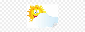 Happy Sun Cartoon Character Hiding Behind Cloud Sticker - Cartoon Cloud And Sun Happy Sun Cartoon Character Hiding Behind Cloud Sticker - Cartoon Cloud And Sun