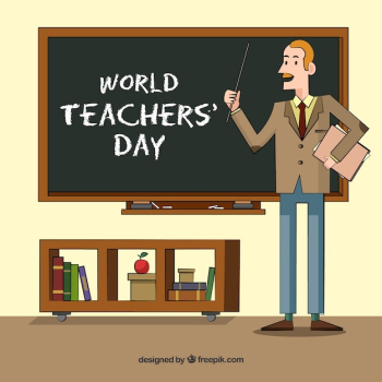 Happy teacher's day, a teacher in the classroom