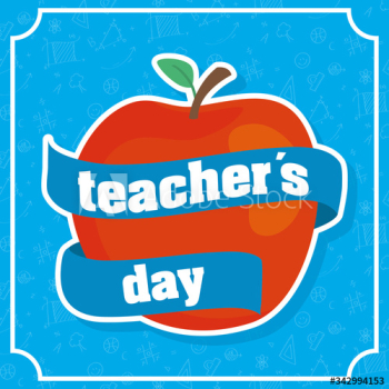 happy teachers day celebration with apple fruit