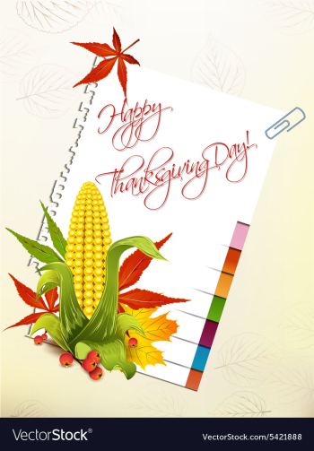Happy thanksgiving day with corn and sticker vector image