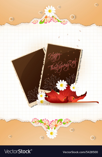 Happy thanksgiving day with photo frame vector image