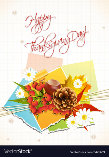 Happy thanksgiving day with sticker vector image