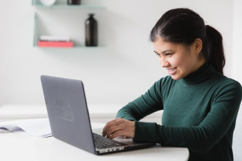 Happy Woman On Computer Happy Woman On Computer