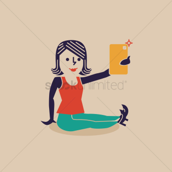 Happy woman taking a selfie Happy woman taking a selfie