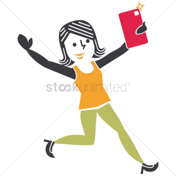 Happy woman taking a selfie Happy woman taking a selfie
