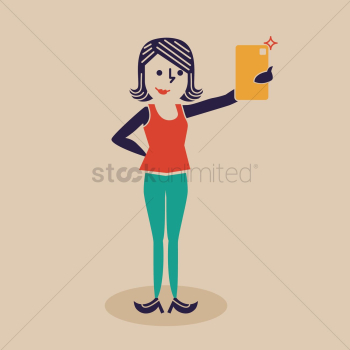 Happy woman taking a selfie Happy woman taking a selfie