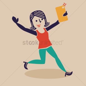 Happy woman taking a selfie Happy woman taking a selfie