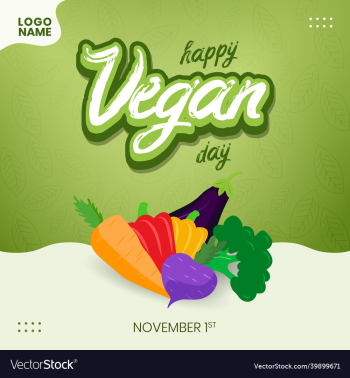 happy world vegan day banner and social media