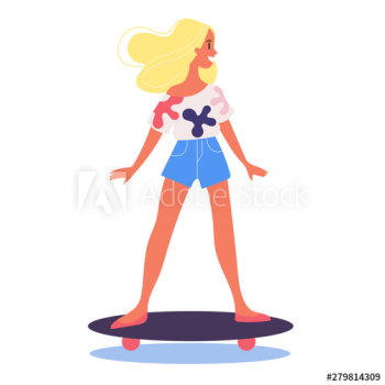 Happy young girl skateboarding Happy young girl skateboarding