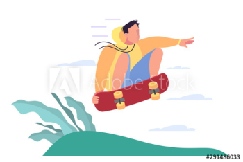 Happy young man skateboarding Happy young man skateboarding