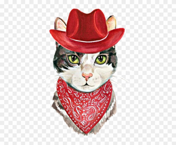 Harriet Bee &#39;cowboy Cat&#39; Framed Painting Print, Red