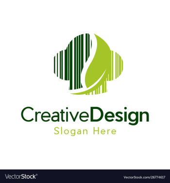 Hat chef bar code leaves naturally logo vector image Hat chef bar code leaves naturally logo vector image
