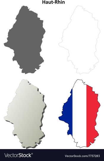 Haut-Rhin Alsace outline map set vector image Haut-Rhin Alsace outline map set vector image