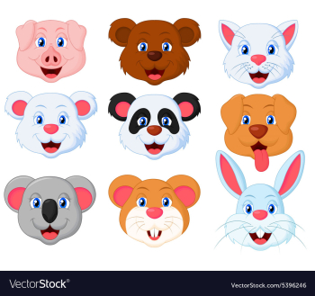 Head cute pet set vector image Head cute pet set vector image