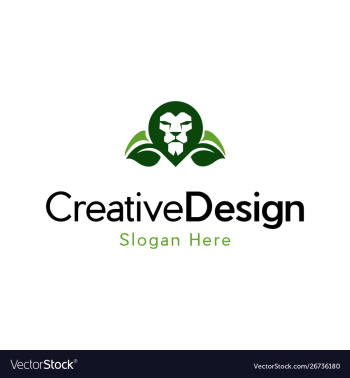 Head lion leaf naturally logo vector image Head lion leaf naturally logo vector image