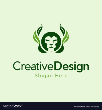 Head lion leaf naturally logo vector image Head lion leaf naturally logo vector image