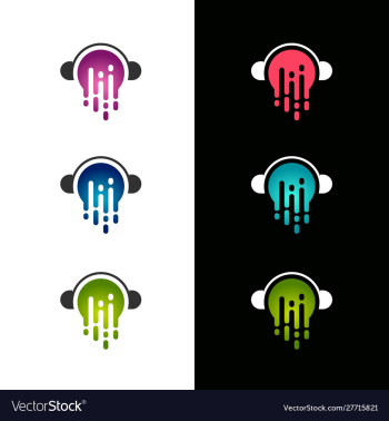 Headphone and speed logo template vector image