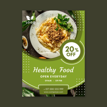 Healthy food restaurant poster template Free Vector Healthy food restaurant poster template Free Vector