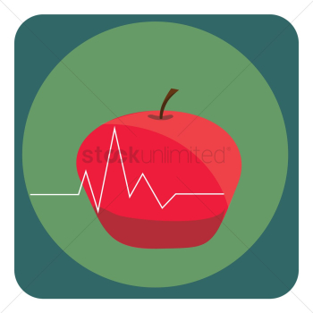 Heart beat graph and apple Heart beat graph and apple