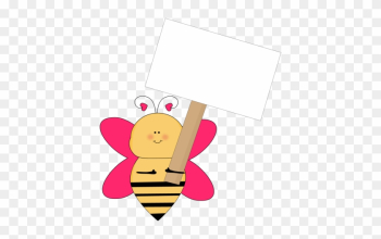 Heart Bee With A Blank Sign - Bee Holding Sign Clipart Heart Bee With A Blank Sign - Bee Holding Sign Clipart