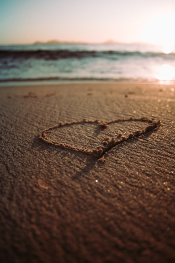 Heart Drawing on a Sandy Beach Heart Drawing on a Sandy Beach