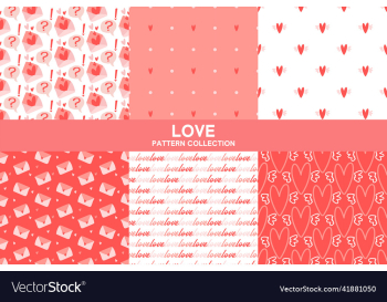 heart love seamless pattern set heart love seamless pattern set