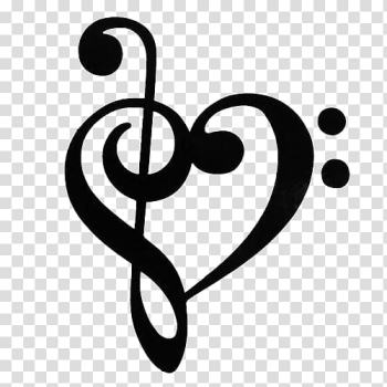 Heart music note illustration, Musical note Clef Treble , Clef Note transparent background PNG clipart