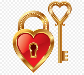 Heart Pendant Keychain Symbol - Heart Lock and Heart Key Clipart 