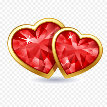 Heart Valentine's Day Stock photography Clip art - Realistic gold-red diamonds 