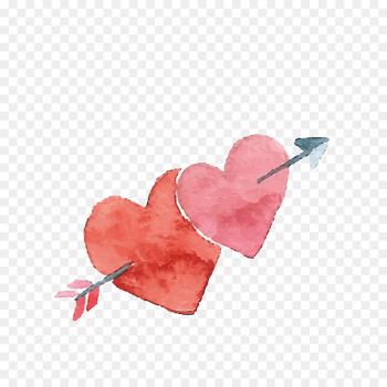 Heart Valentines Day Watercolor painting - Valentine's Day watercolor love 