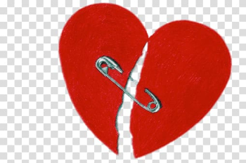 Heart with safety pin illustration, Broken Heart With Safety Pin transparent background PNG clipart