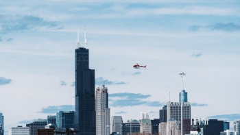 Helicopter Above Buildings