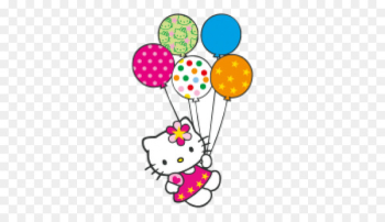 Hello Kitty Birthday cake Cat Clip art - Hello Kitty With Balloons Png 