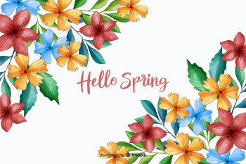 Hello spring with spring flowers Free Vector Hello spring with spring flowers Free Vector