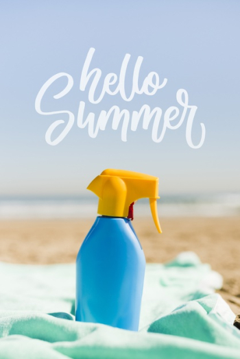 Hello summer bottle at the beach mockup Free Psd Hello summer bottle at the beach mockup Free Psd