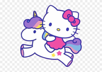 Hellokitty Hk Unicorn Unicorns Sticker Pink Purple - Unicorn Hello Kitty