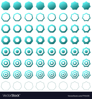 Heptagon shape polygon icon template set vector image