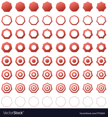 Heptagon shape polygon icon template set vector image