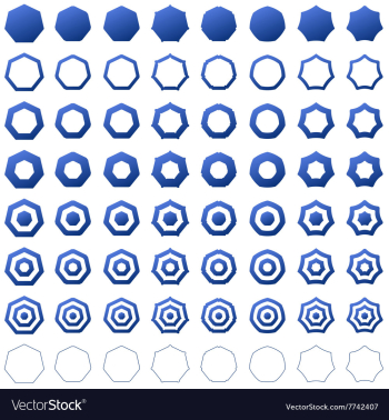 Heptagon shape polygon icon template set vector image