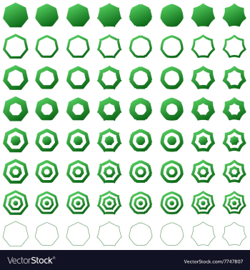 Heptagon shape polygon icon template set vector image