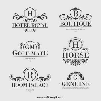 Heraldic hotel logos set Heraldic hotel logos set