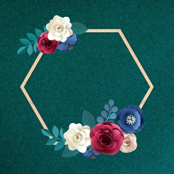 Hexagon psd paper craft flower badge Hexagon psd paper craft flower badge