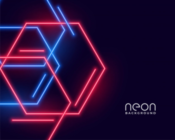 Hexagon shape neon lights in blue and red colors Free Vector Hexagon shape neon lights in blue and red colors Free Vector