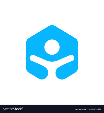 Hexagonal people unity logo icon vector image Hexagonal people unity logo icon vector image