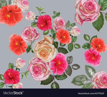 hibicus and rose seamless pattern hibicus and rose seamless pattern