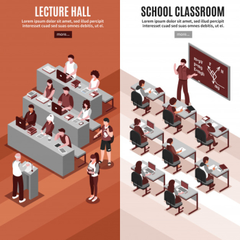 High school isometric vertical banners Free Vector High school isometric vertical banners Free Vector