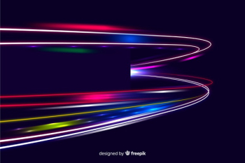 High speed lights trail design background Free Vector