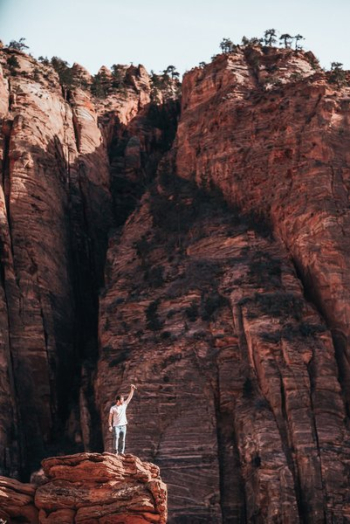 Hiker On Canyon Plateau Hiker On Canyon Plateau